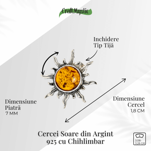 Cercei Soare din argint 925 cu chihlimbar – Lumina si bucurie in fiecare zi [2]