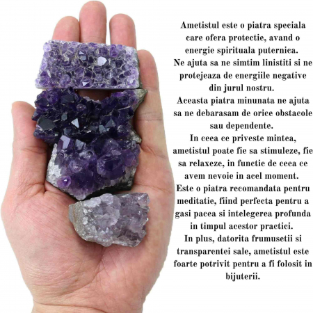 Cluster Ametist Natural din Uruguay, Cristal Unic pentru Meditatie si Echilibrare Energetica, Dimensiuni 5-7 cm [2]