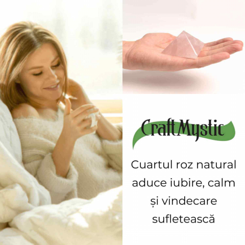Piramida Cuart Roz Brut Lucrata Manual – Armonie si Vindecare [3]