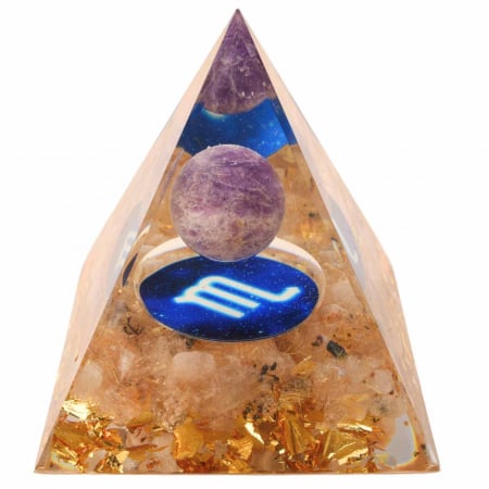 Piramide din Cristal și Orgonice - Piramida de Energie Orgonica cu Cristale de Vindecare specifice a Zodiilor pentru Relaxare, Meditatie si Ornament
