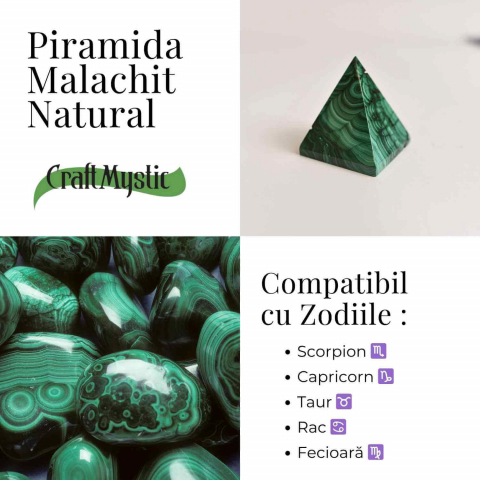 Piramida Malachit natural H 5 - 5.3 cm Latime 4.4 - 5.3 cm 163-190 gr - Claritate Mentala si Focus [3]