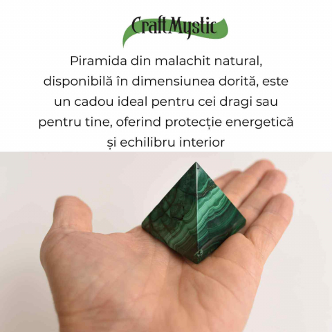 Piramida Malachit natural H 5 - 5.3 cm Latime 4.4 - 5.3 cm 163-190 gr - Claritate Mentala si Focus [5]