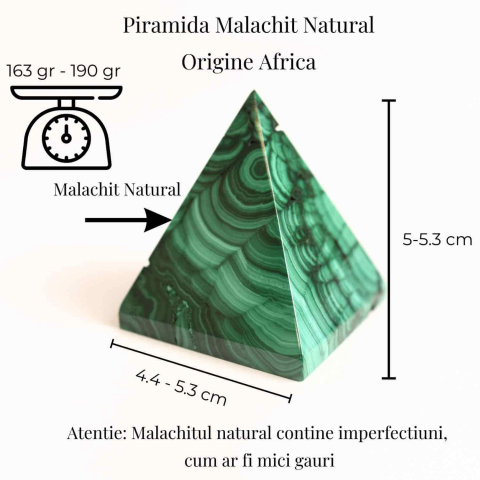 Piramida Malachit natural H 5 - 5.3 cm Latime 4.4 - 5.3 cm 163-190 gr - Claritate Mentala si Focus [4]