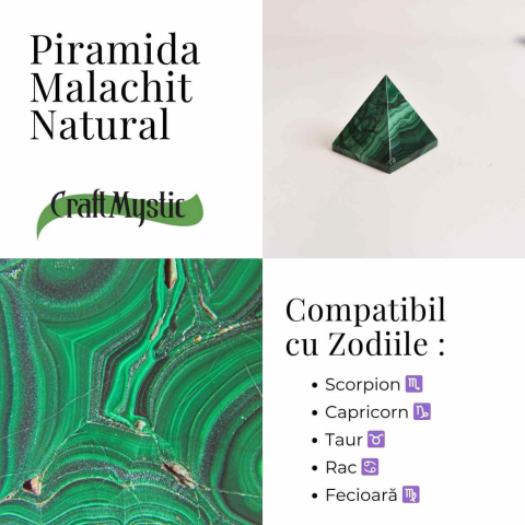 Piramida Malachit natural H 4 - 4.9 cm Latime 4 - 4.6 cm 126-151 gr - Vindecare Emotionala [3]