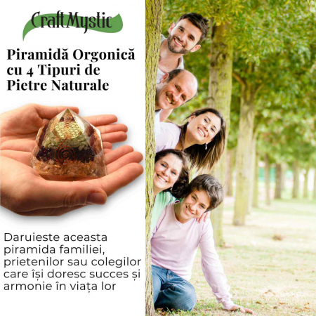 Piramida orgonica 5.5 cm cu trei tipuri de cristale Citrin, Aventurin verde si Granat - Energie, Prosperitate și Echilibru [4]