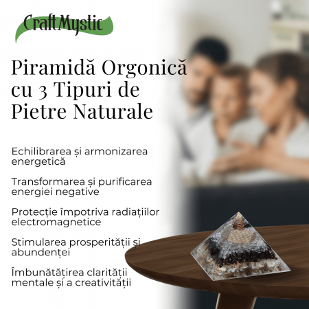 Piramida orgonica cu 3 tipuri de pietre naturale - Armonie si Energie [3]