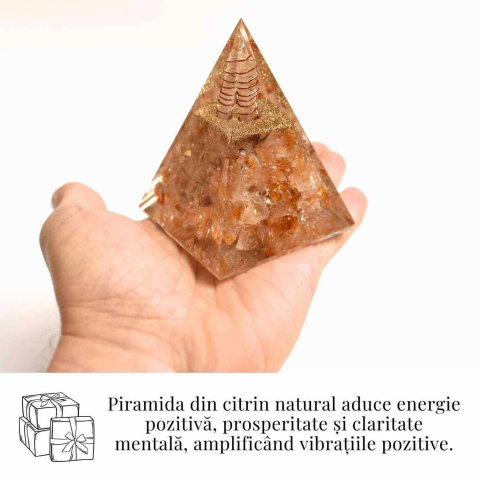 Piramida Orgonica cu Citrin Natural - Prosperitate, Energie Pozitiva si Claritate Mentala [1]