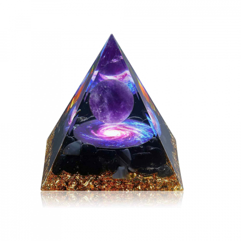 Piramida Orgonica 6 cm cu Ametist si Obsidian - Protectie si Echilibru Energetic