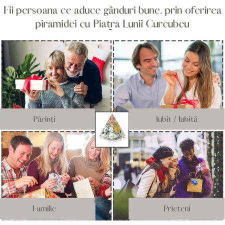 Piramida Orgonica cu Piatra lunii curcubeu si simbolul floarea vietii 8 cm – incurajeaza speranta, sensibilitatea, intuitia si abilitatile psihice [4]