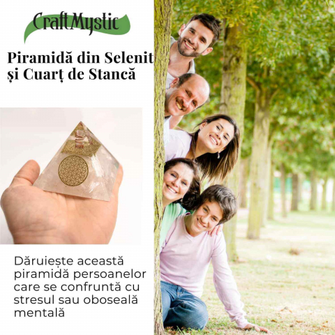 Piramida Orgonica cu Selenit si Floarea Vietii - Energizare si Protectie Naturala [8]