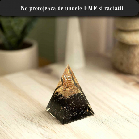 Piramida Orgonica 10 cm cu Turmalina Neagra - Cristal - Echilibrare Chakra - Generator de Energie Orgonita - Piramida Orgonita Nubiana pentru Protectie impotriva E-misiilor – Cristal Vindecator - Meditatie - Yoga [4]
