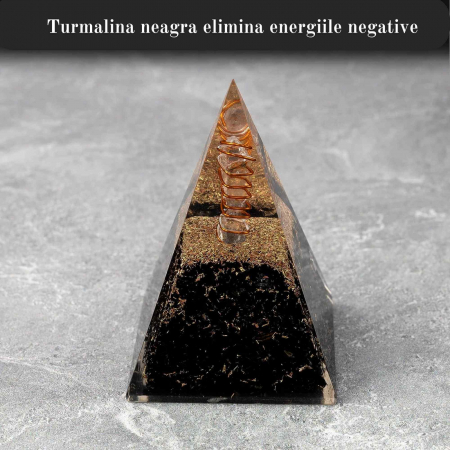 Piramida Orgonica 10 cm cu Turmalina Neagra - Cristal - Echilibrare Chakra - Generator de Energie Orgonita - Piramida Orgonita Nubiana pentru Protectie impotriva E-misiilor – Cristal Vindecator - Meditatie - Yoga [3]