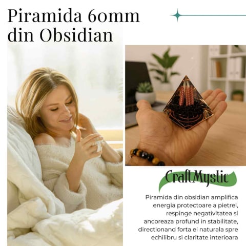Piramida Orgonic Obsidian 60mm – Protectie, Claritate si Transformare Interioara [4]