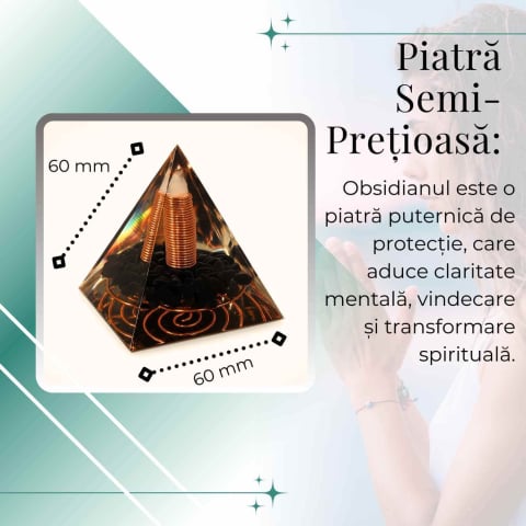 Piramida Orgonic Obsidian 60mm – Protectie, Claritate si Transformare Interioara [2]