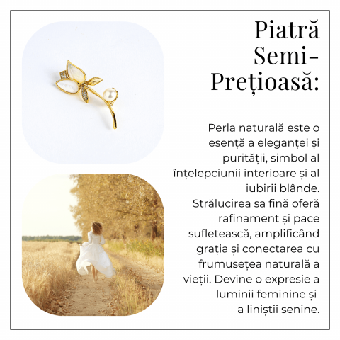 Raza de lumina – Brosa cu design floral cu perla si straluciri sidefate [5]
