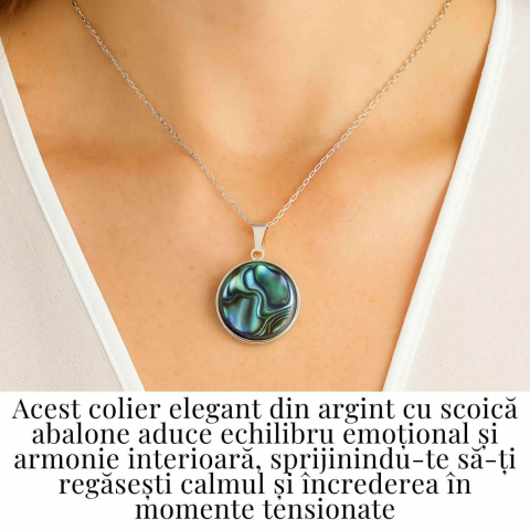 Armonie Interioara si Energie Oceanica – Colier Rotund cu Scoica Abalone si Argint 925 [1]