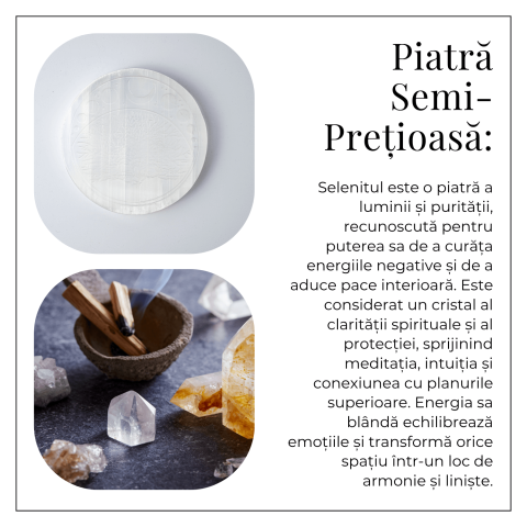 Disc Rotund din Selenit Natural 12cm – Placa Floarea Vietii pentru Purificare si Armonie Energetica [5]