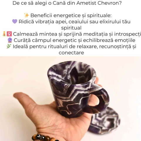 Cana din Ametist Chevron cu suport – Un ritual al rafinamentului spiritual [2]