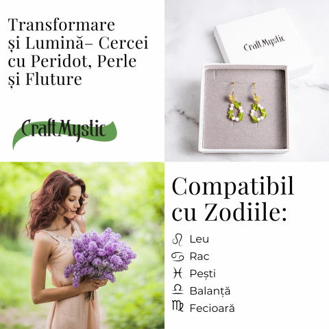 Transformare si Lumina – Cercei cu Peridot, Perle si Fluture [4]