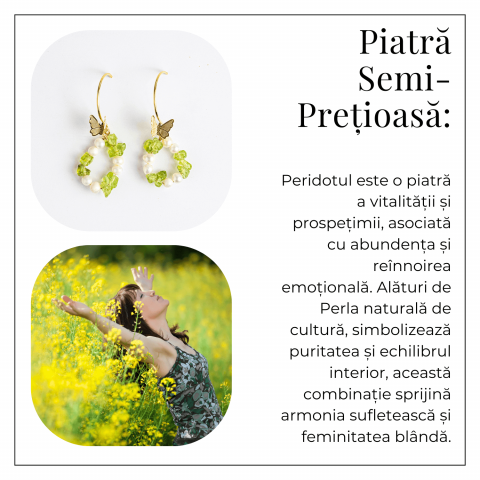 Transformare si Lumina – Cercei cu Peridot, Perle si Fluture [5]