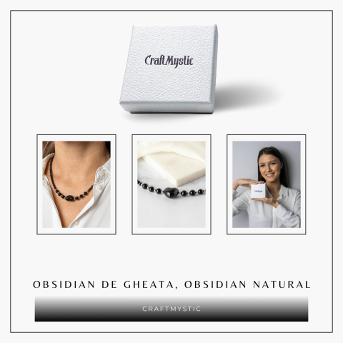 Protectie si Echilibru – Colier Inimă din Obsidian de Gheata si Obsidian Natural [7]