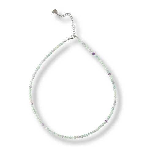 Claritate Mentala si Focus - Claritate si Armonie – Choker din Otel Inoxidabil cu Fluorit Multicolor Natural Fatetat 3MM