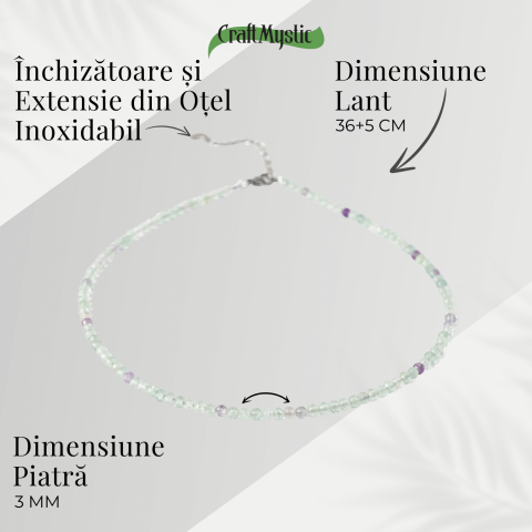 Claritate si Armonie – Choker din Otel Inoxidabil cu Fluorit Multicolor Natural Fatetat 3MM [4]