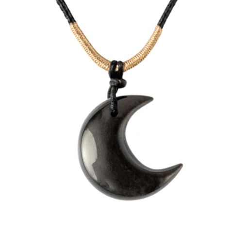 Creativitate si Inspiratie - Protectie si Claritate – Colier Luna din Obsidian de Gheata Natural