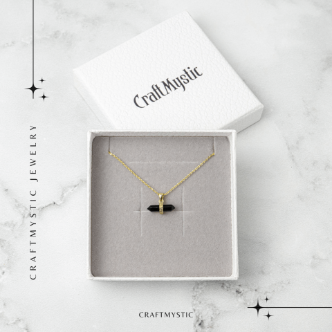 Protectie si Echilibru – Colier din Obsidian Natural pe Lant de Cupru [6]