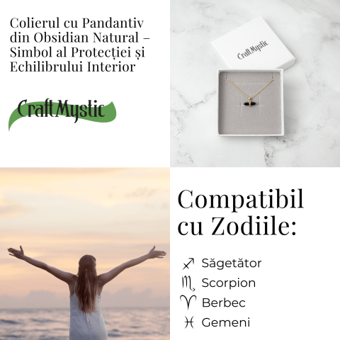 Protectie si Echilibru – Colier din Obsidian Natural pe Lant de Cupru [4]