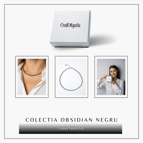 Protectie si Claritate – Choker din Otel Inoxidabil cu Obsidian Natural Fatetat [7]