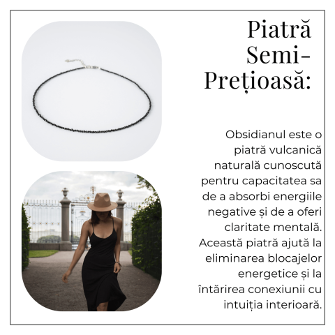 Protectie si Claritate – Choker din Otel Inoxidabil cu Obsidian Natural Fatetat [5]