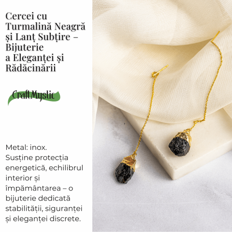 Radacinare si Eleganta – Cercei cu Turmalina si Lant Subtire [2]