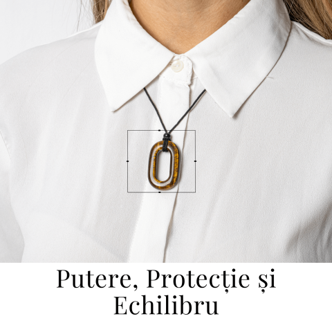 Colier cu Pandantiv Oval din Ochi de Tigru Natural – Putere si Protectie [1]