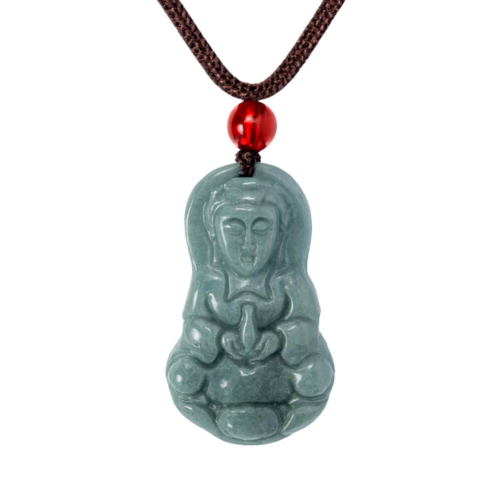 Cristale pe beneficii - Protectie si Intelepciune – Colier Guanyin din Jad Albastru de Guatemala