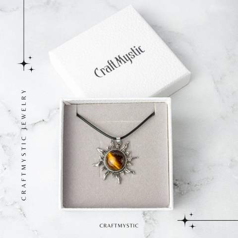 Putere si Vitalitate – Colier Soare cu Ochi de Tigru Natural [6]