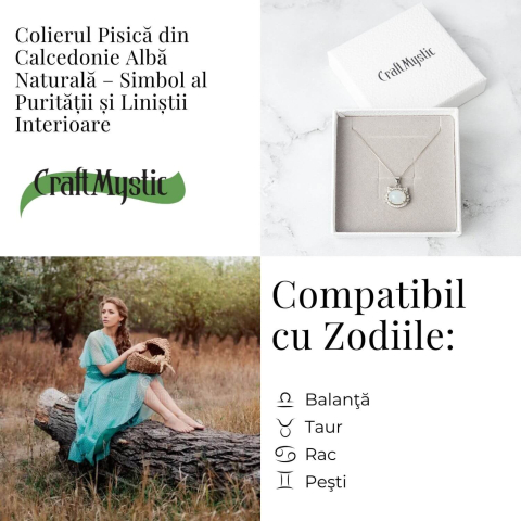 Puritate si Liniste – Colier Fulgi de Nea din Otel Inoxidabil cu Calcedonie Alba Naturala [4]