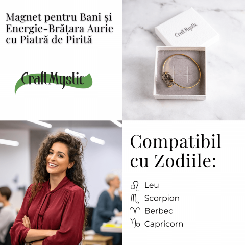 Magnet pentru bani si energie – Bratara aurie cu piatra de pirita [4]