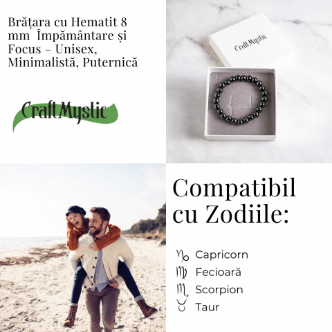 Bratara cu Hematit 8 mm Impamantare si Focus – Unisex, minimalista, puternica [4]