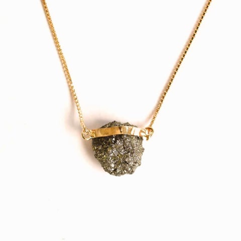 Creativitate si Inspiratie - Protectie si Incredere Zilnica – Colier cu Pirita si Argint 925 placat cu aur 18K