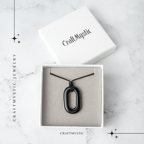 Colier cu Pandantiv Oval din Obsidian Natural – Piatra Protectoare [6]