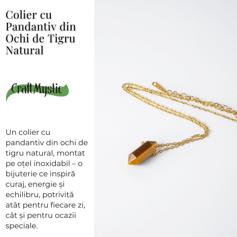 Protectie si Energie – Colier din Ochi de Tigru Natural cu Lant din Otel Inoxidabil [2]