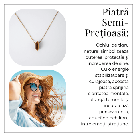 Protectie si Energie – Colier din Ochi de Tigru Natural cu Lant din Otel Inoxidabil [5]