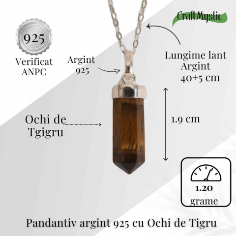 Putere si Protectie Zilnica – Colier Turnulet din Argint 925 cu Ochi de Tigru [4]