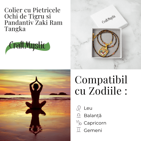 Putere si Protectie – Colier Zaki Ram Tangka cu Ochi de Tigru Natural [4]