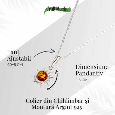 Un soare care te insoteste mereu – Colier cu chihlimbar si montura argint 925 [2]