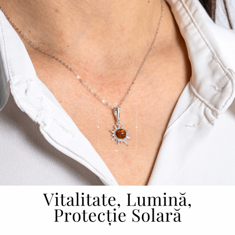 Un soare care te insoteste mereu – Colier cu chihlimbar si montura argint 925 [1]