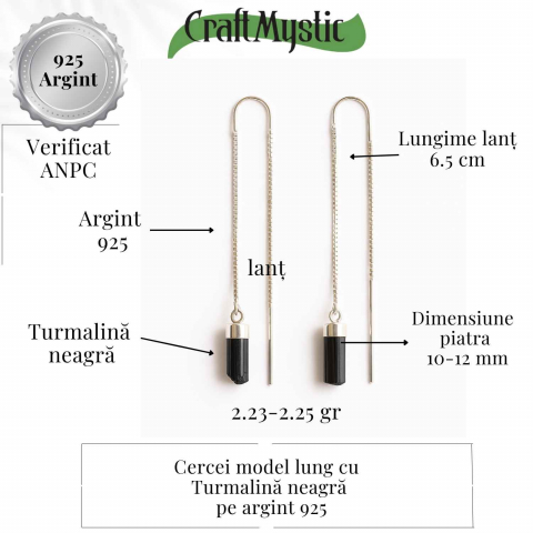 Cercei lungi din argint 925 cu turmalina neagra – Eleganta protectoare [2]