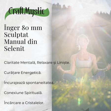 Inger de 80mm Sculptat Manual din Piatra Naturala de Selenit [4]