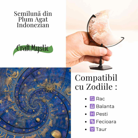 Semiluna din Plum Agat – Sculptata manual, armonie interioara si blandete [3]